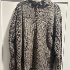 True Grit Brown Zip Up Sweater Chunky Knit